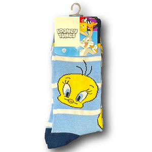 3/$20 Tweety Bird Looney Tunes Funny Novelty Crew Socks - NWT